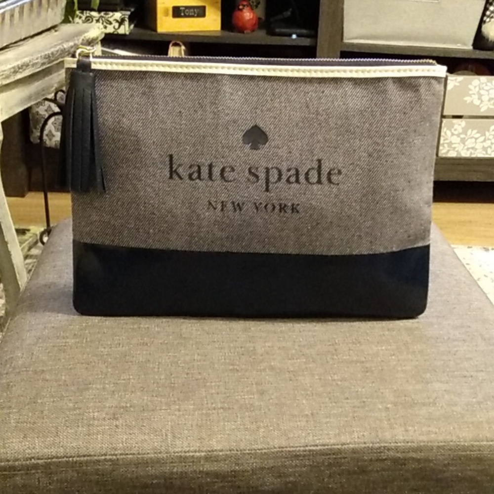 NWOT Kate Spade Ash Logo Blazer Blue Lrg Pouch